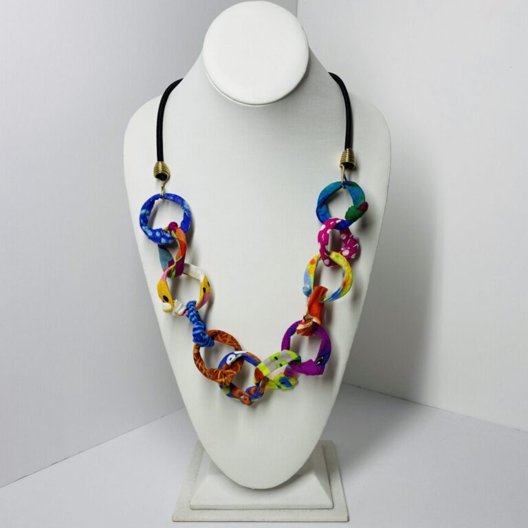 Small Chain on Bungee Necklace - Ficklesticks Fabric Jewels